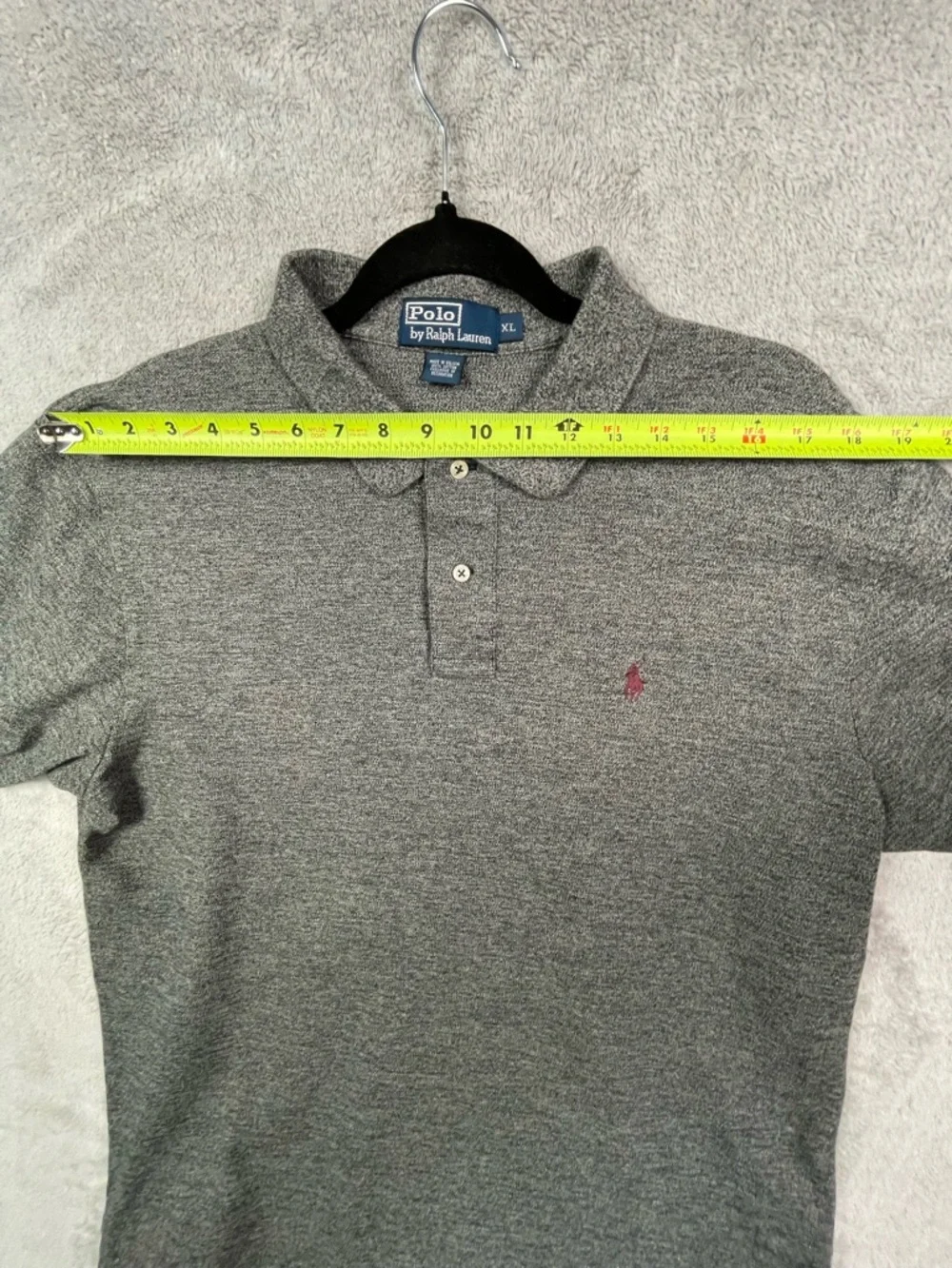Polo Ralph Lauren Men's XL Gray Marl Cotton Polo Shirt - Short Sleeve -‎ Bolivia
